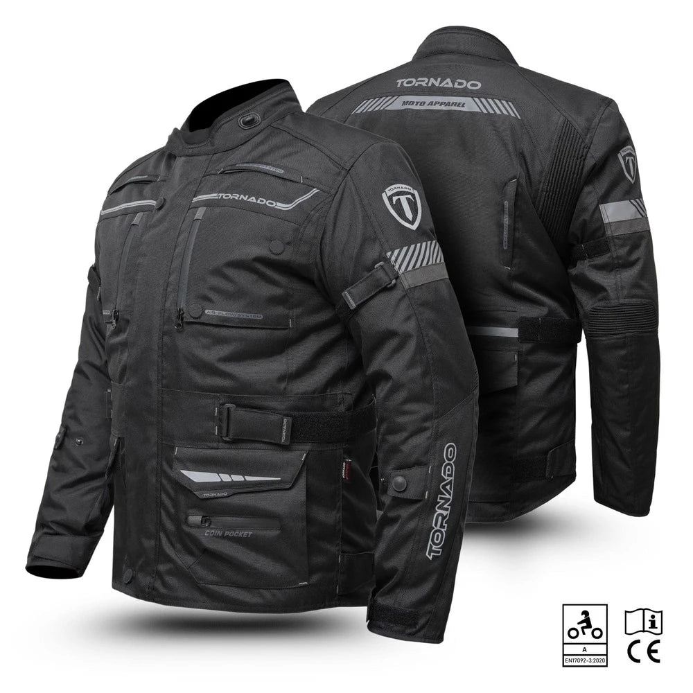 Tornado Sports Grey Raid Leather Textile Jacket – CE AA Rated