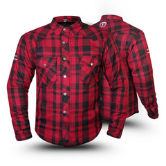 Tornado Sports Red Line Motorcycle Filson Kevlar Protective Riding Shirt