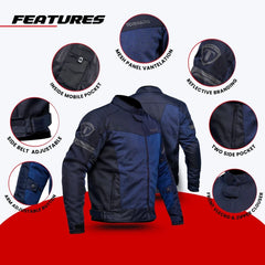 Tornado Sports Blue Summer Mesh Motorcycle Jacket – CE AA Rated