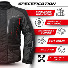 Tornado Moto Black/Red Torino Waterproof Motorcycle Textile Jacket