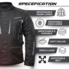 Tornado Sports Black-Grey Torino Textile Jackets